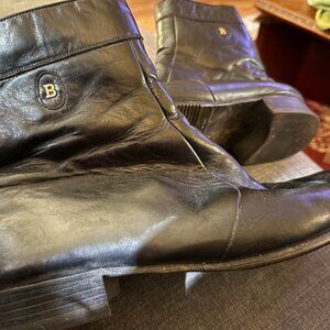 Vintage Bally Shearling-lined Men's Black Leather Winter Boots -  Size 12M